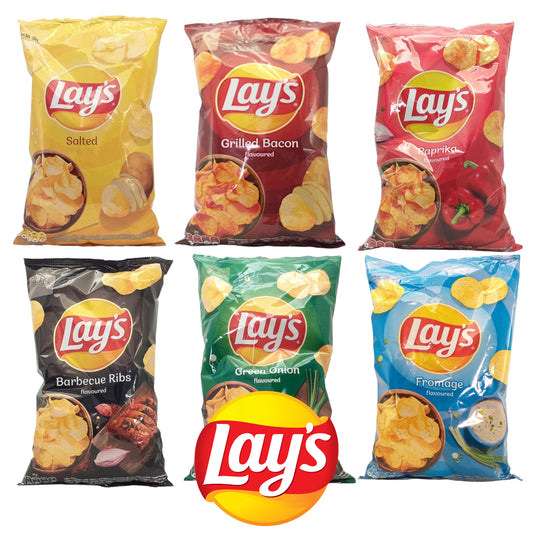 LAYS Crisps Barbecue / Cheese / Green Onion / Bacon / Paprika / Salt / Chicken - 2 x 130 gr. pack