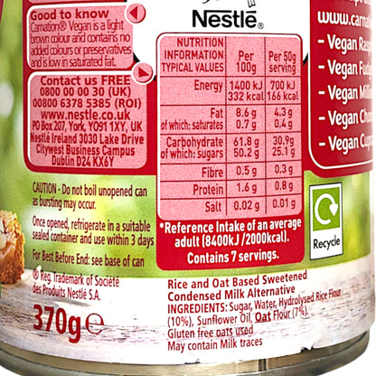 NESTLE CARNATION Vegan Condensed Milk Alternative - 370 gr tin