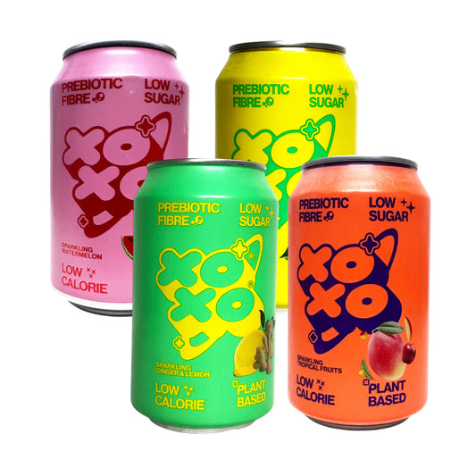 XOXO Tropical Fruit / Watermelon / Lemonade / Ginger Lemon Sparkling Prebiotic Soda - 2 x 330 ml can