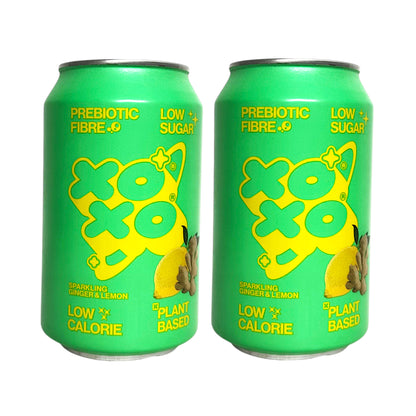 XOXO Tropical Fruit / Watermelon / Lemonade / Ginger Lemon Sparkling Prebiotic Soda - 2 x 330 ml can