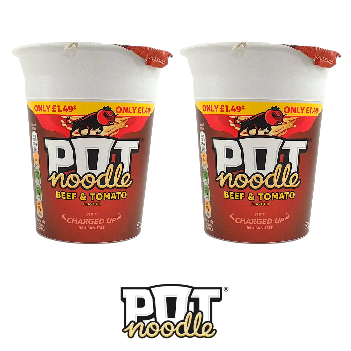 POT NOODLE Beef and Tomato / Bombay Bad Boy / Chicken and Mushroom Cup - 2 x 90 gr. cup