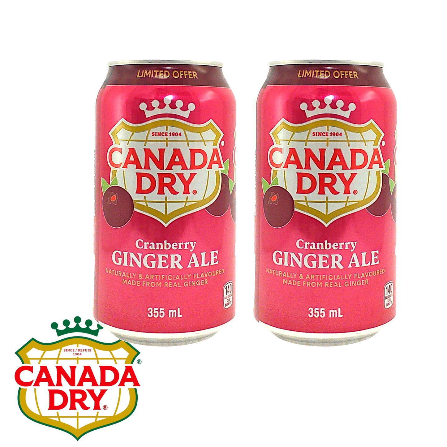 CANADA DRY Ginger Ale Original / Cranberry - 2 x 355 ml. cans