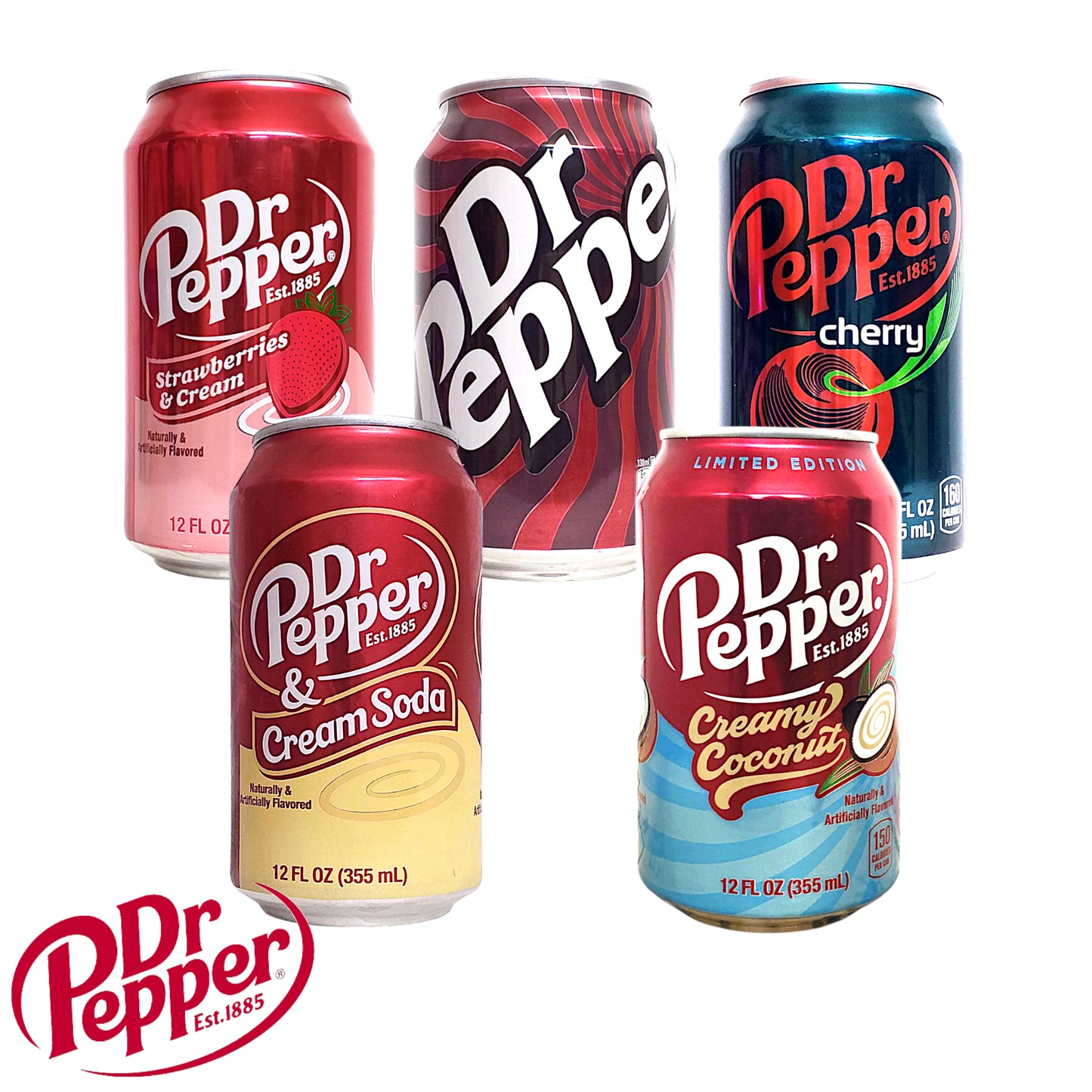 DR PEPPER Original / Cream / Cherry / Strawberry Cream / Coconut Soda - 2 x 355 ml. cans