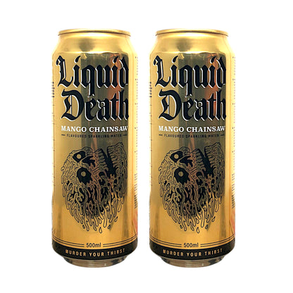 LIQUID DEATH Sparkling / Still / Mango Chainsaw Water - 2 x 500 ml. bottle