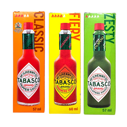 TABASCO Classic / Habanero / Jalapeno Hot Sauce - 57 ml bottle