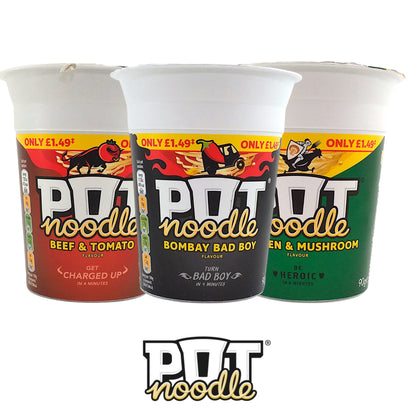 POT NOODLE Beef and Tomato / Bombay Bad Boy / Chicken and Mushroom Cup - 2 x 90 gr. cup