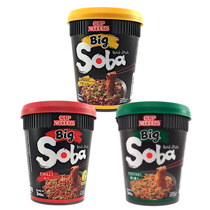 NISSIN BIG SOBA Classic / Chilli / Teriyaki Instant Noodles Cup - 2 X 113 gr. cup