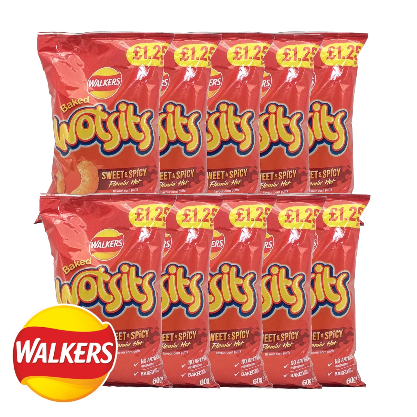 WALKERS WOTSITS Really Cheesy / Sweet and Spicy - 10 x 60 gr. packs