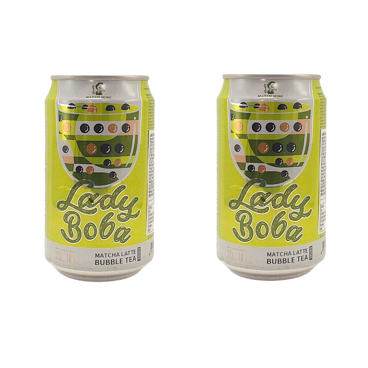 LADY BOBA Macha Latte Bubble Tea - 2 x 315 ml. can