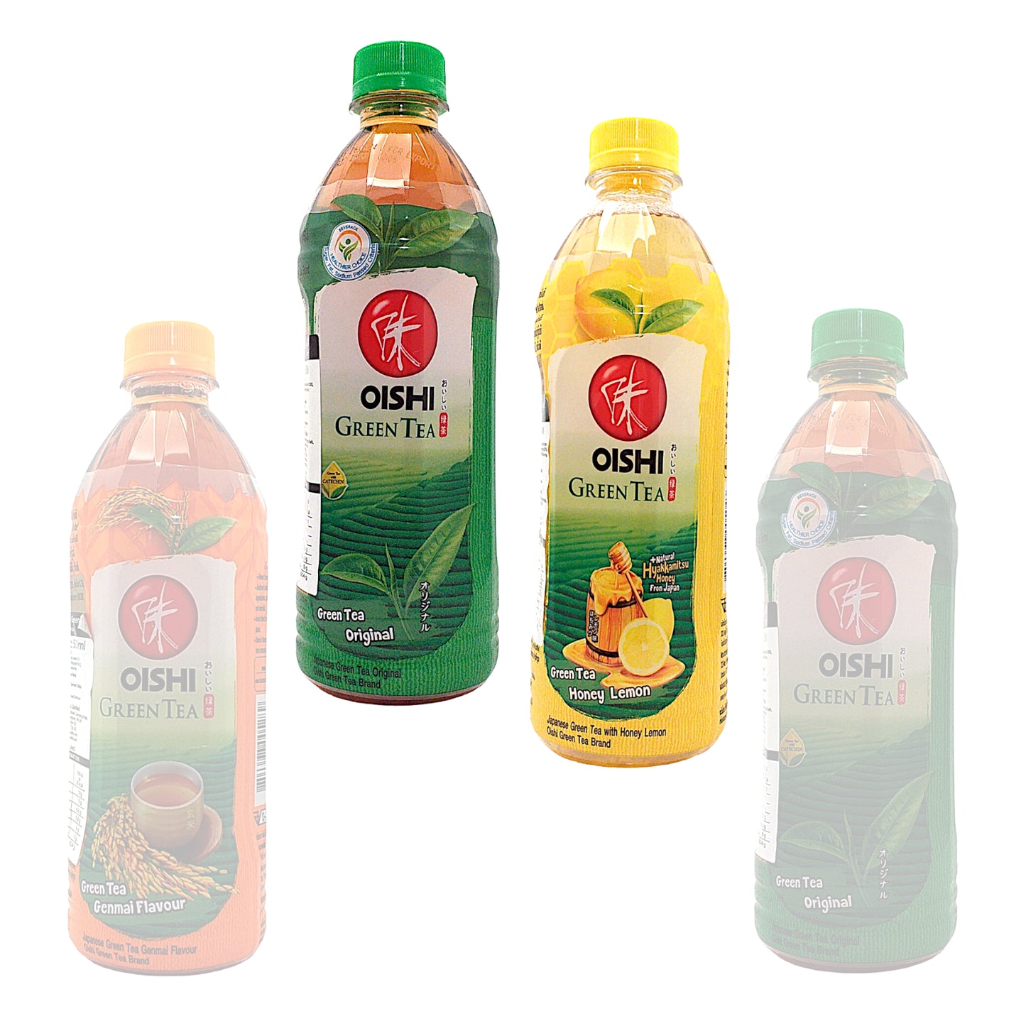 OISHI Green Tea Original / Honey Lemon / Genmai - 2 x 500 ml. bottle