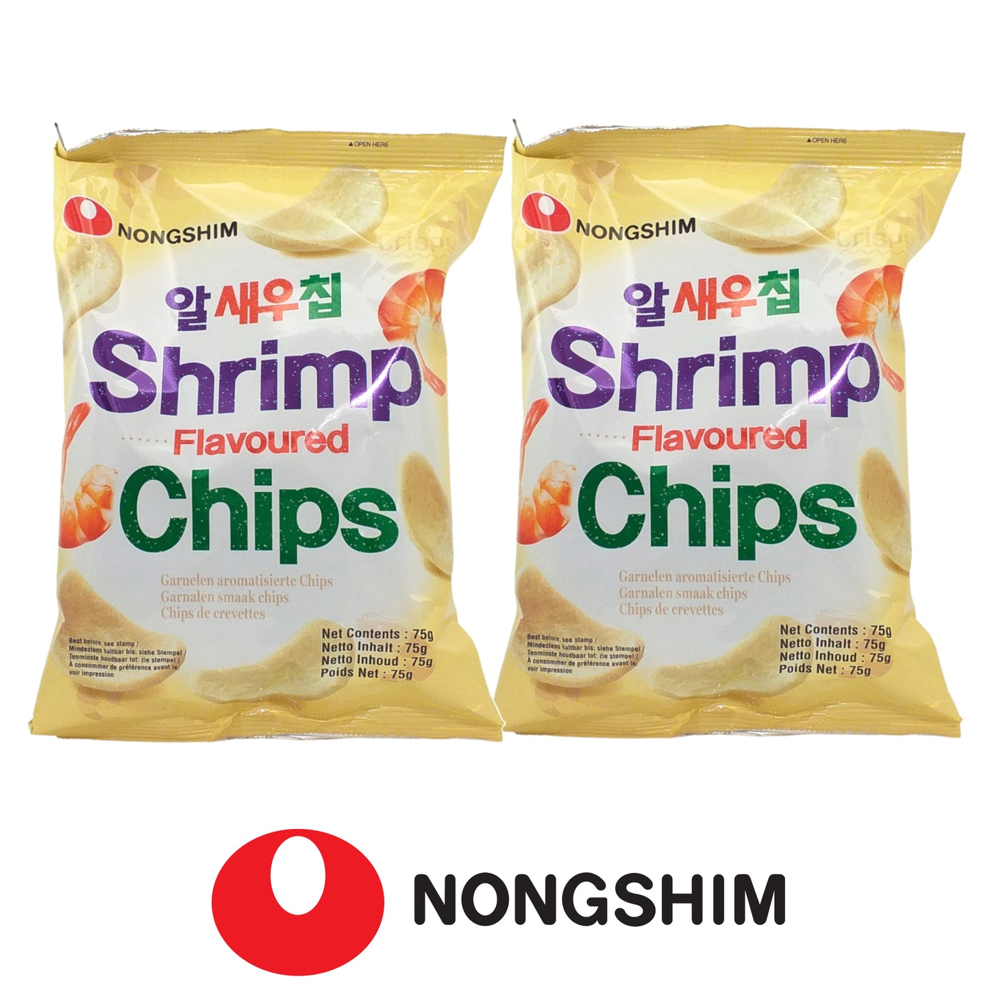 NONGSHIM Shrimp Flavoured Chips - 2 x 75 gr. packs