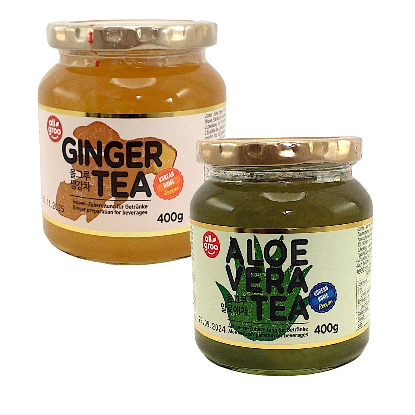 ALL GROO Ginger / Aloe Vera Korean Marmalade Tea in Jar  - 400 gr. jar