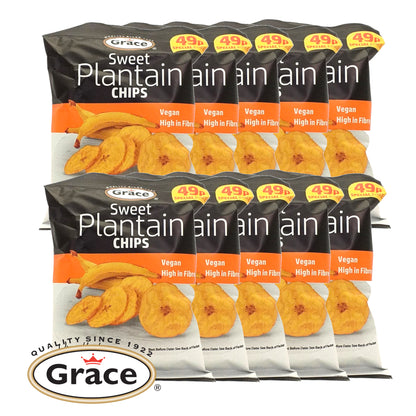 GRACE Sweet Plantain Chips Salted / Unsalted - 10 x 35 gr. packs