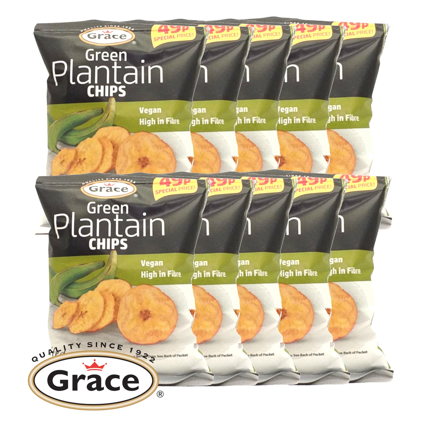 GRACE Sweet Plantain Chips Salted / Unsalted - 10 x 35 gr. packs