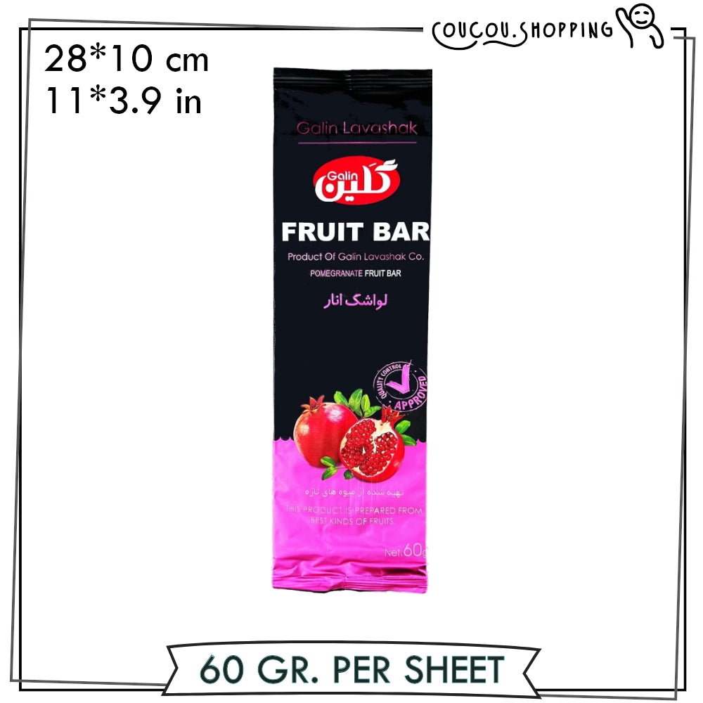 Lavashak TikTok Pomegranate Fruit Bar - Galin – LARGE SHEET 60gr.